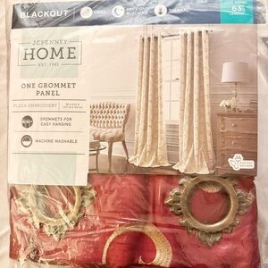 jcpenney Home Red Embroidered Grommet Blackout Curtain 50”W 63” L - 2 Panels